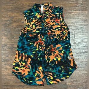 Kensie Women's Sheer Button Down Sleeveless Top Size XS